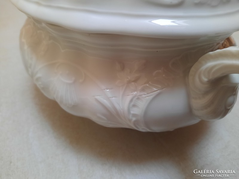 Bowl of white Herend porcelain soup