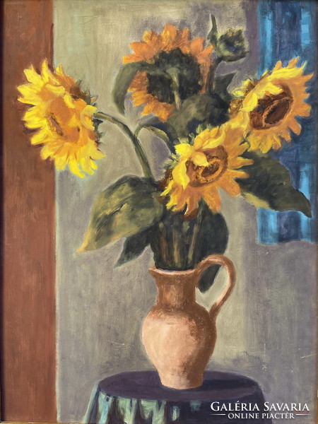 Ferenc Schey: still life with sunflowers 96x74,5cm !!!