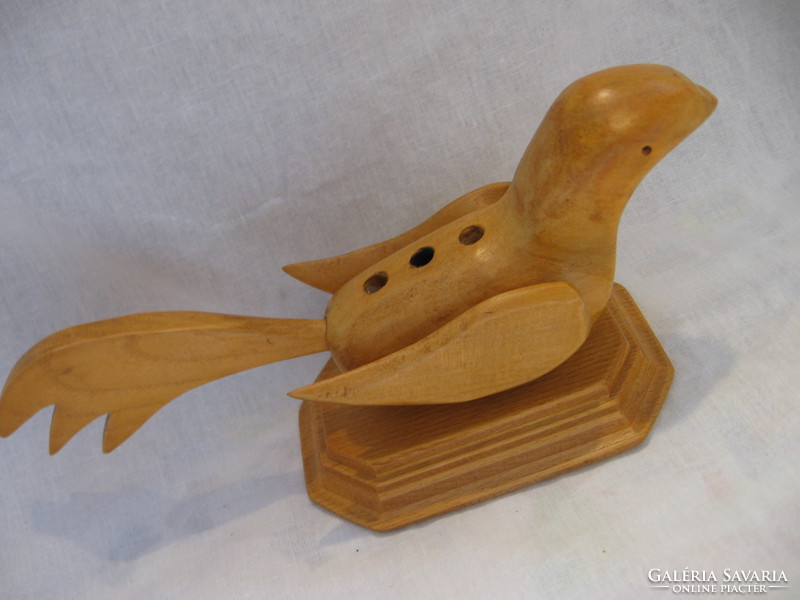Wooden bird pencil holder