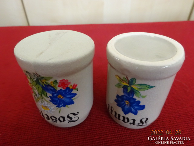 German glazed ceramic mini jug, height 6 cm. Two pieces in one. He has! Jókai.
