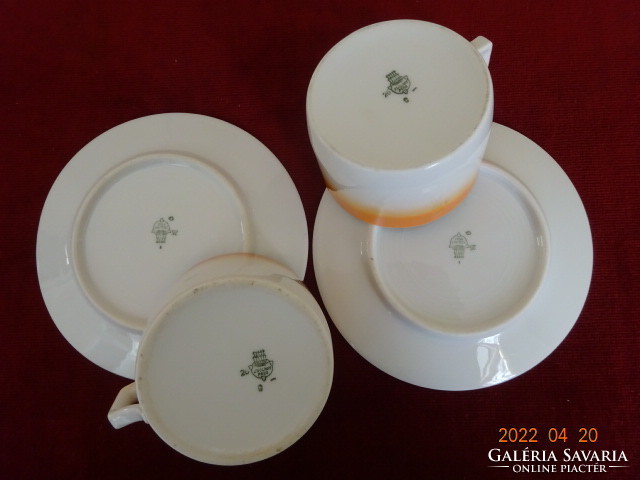 Zsolnay porcelain tea cup + saucer. Antique, shield seal. It has tea chandelier glaze! Jokai.