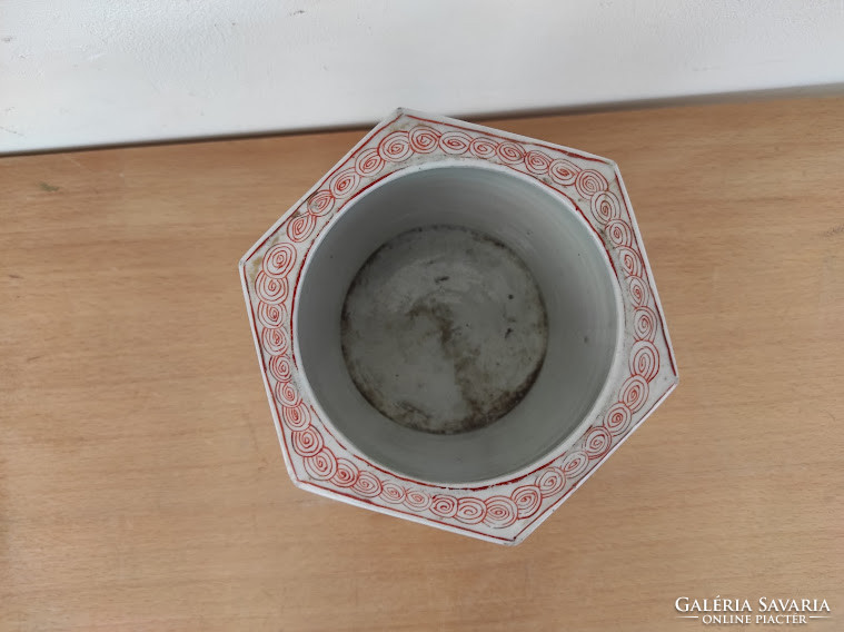 Antique patinated Japanese Chinese multi-faceted satsuma porcelain brush holder 5363