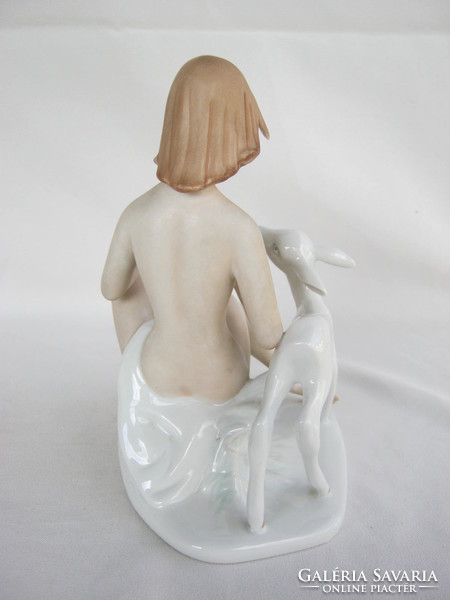 Retro ... Wallendorf porcelán figura női akt őzikével