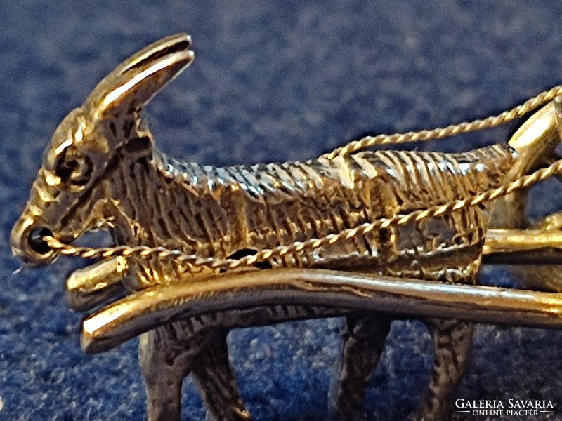Dutch silver miniature goat carriage