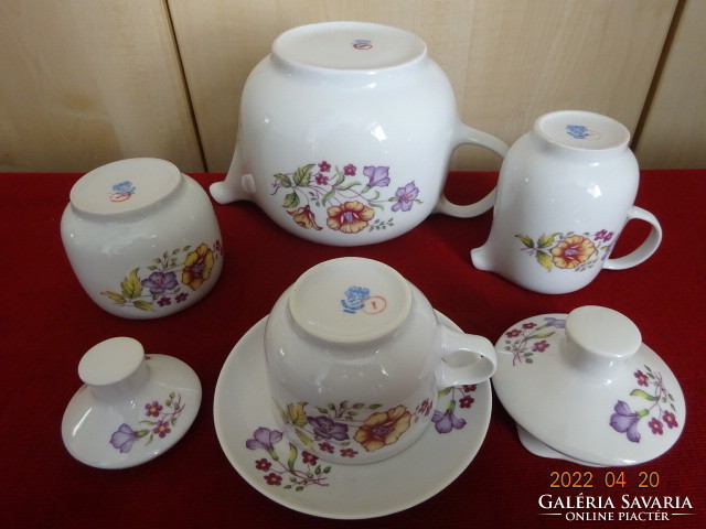 Lowland porcelain tea set, purple floral, for six people. He has! Jókai.