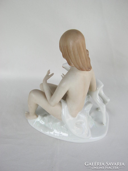 Retro ... Wallendorf porcelán figura női akt őzikével