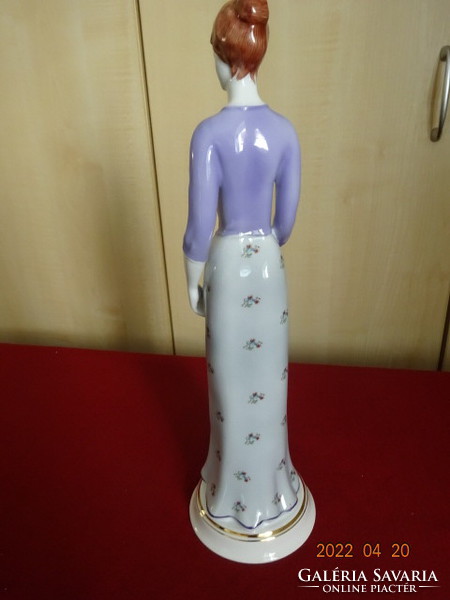 Hollóház porcelain figurine, woman with umbrella, height 41.5 cm. He has! Jókai.