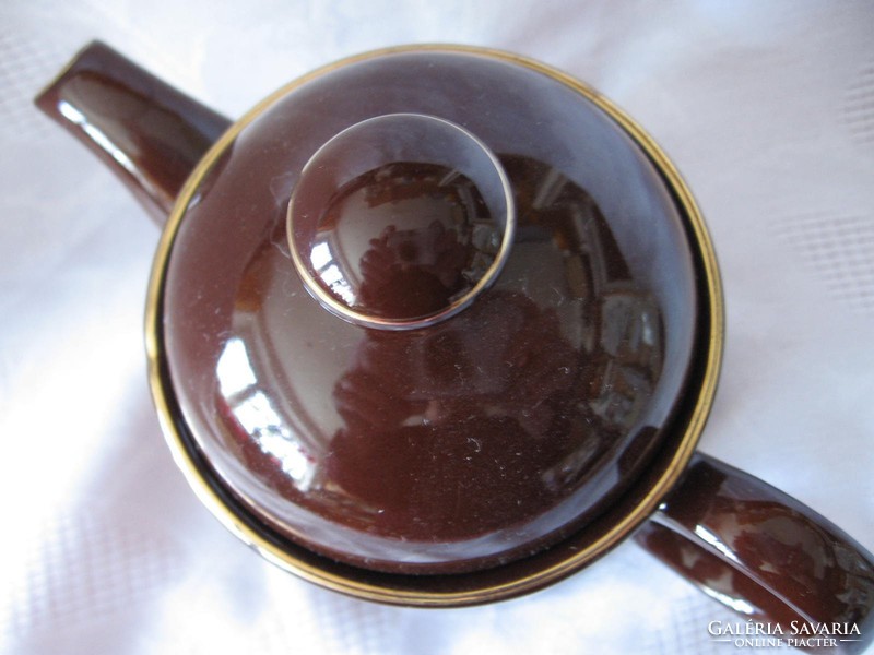 Coffee brown art deco gilded jug