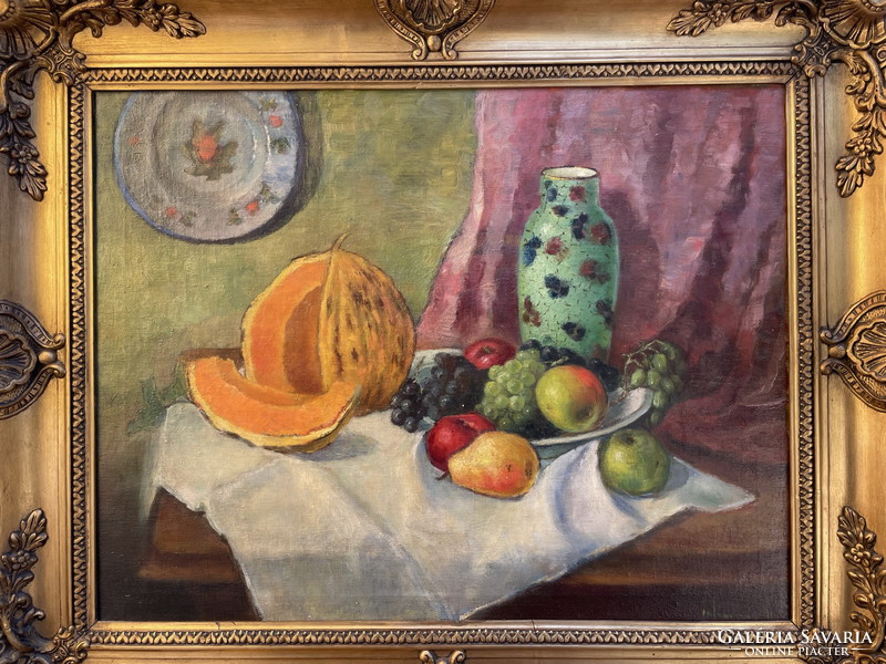 Old fruit still life with vase 87,5x103,5cm !!!