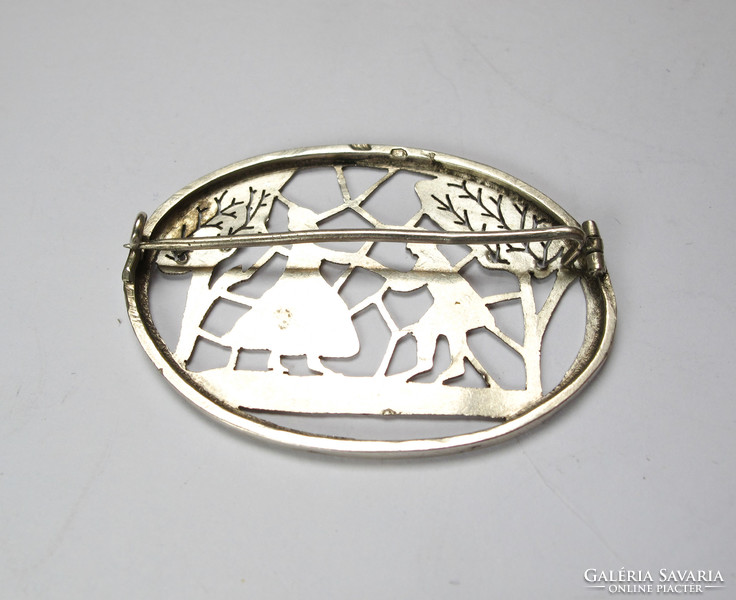 Old Pest silver brooch with openwork pattern.