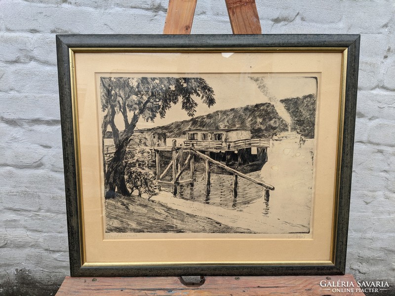 Biai boat station (etching)