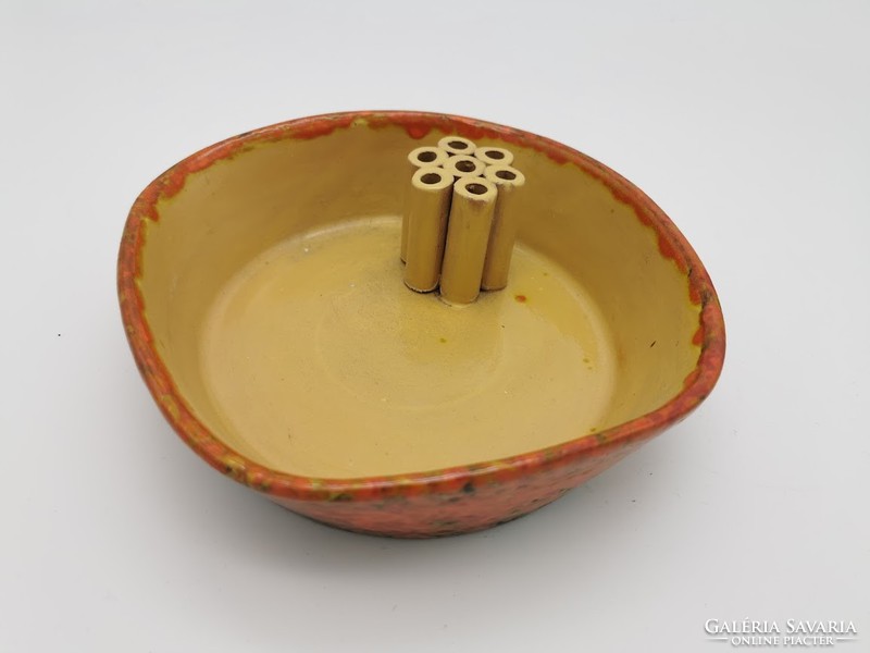 Retro craft bowl, ikebana, marked 