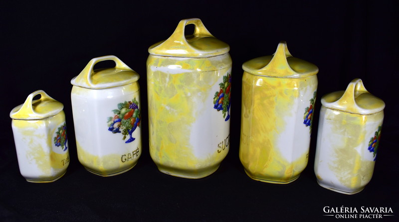 5 Partial porcelain kitchen spices and other ... Container with storage lid