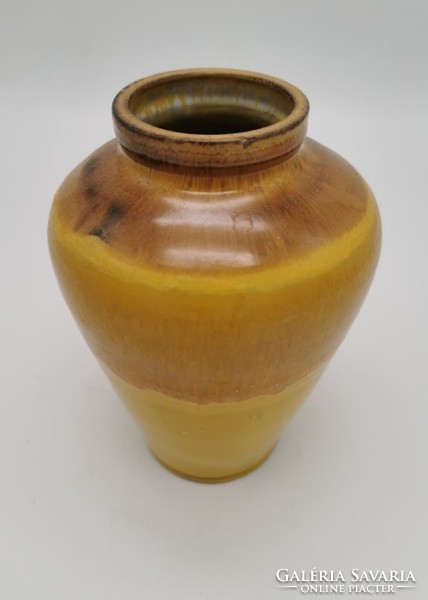 Retro vase, Hungarian handicraft ceramic, marked, m kiss, 17 cm