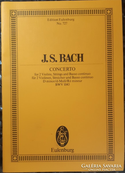 J.S. Bach: pocket score in 2 minor concerts for 2 violins, strings and basso continuo