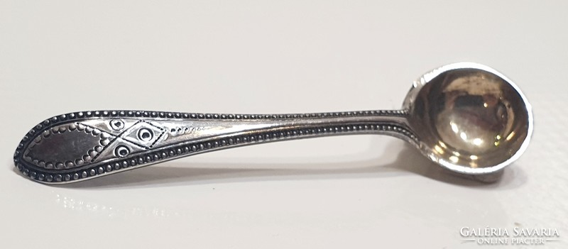 Ezüst kaviárkínáló,kaviártartó ezüst kanállal, kobaltkék kivehető üvegbetéttel