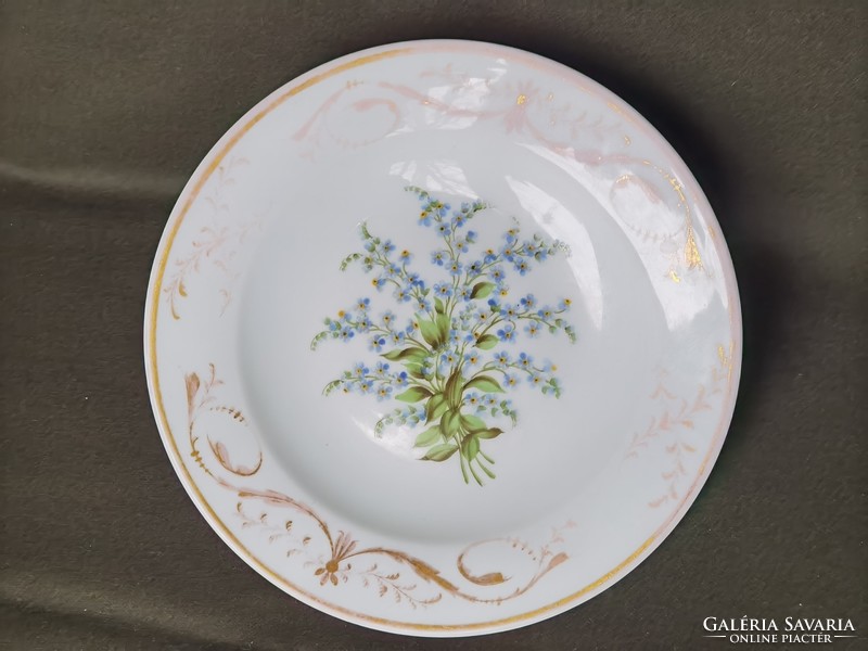 LEÁRAZTAM!!! Antik biedermeier kézzel festett porcelán nefelejcses tányér Schlaggenwald