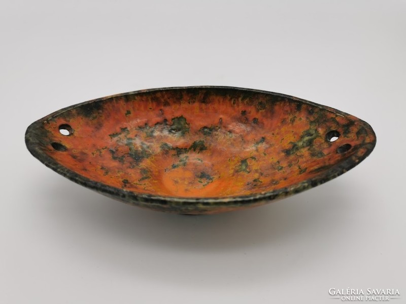 Retro bowl, bowl, Hungarian handicraft ceramics, 21.5 cm x 12 cm