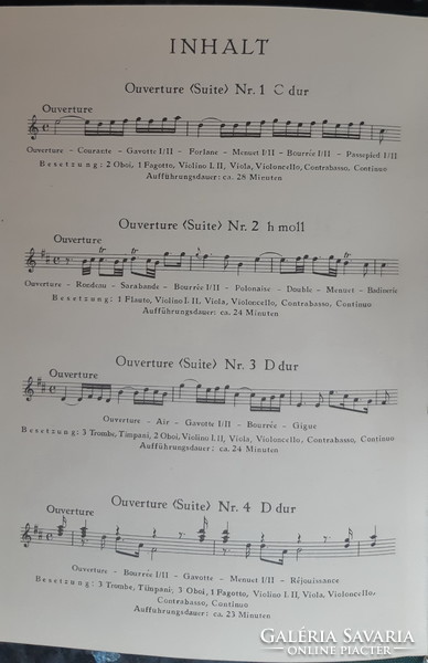 Bach: Vier ouverturen / suiten / zsebpartitúra