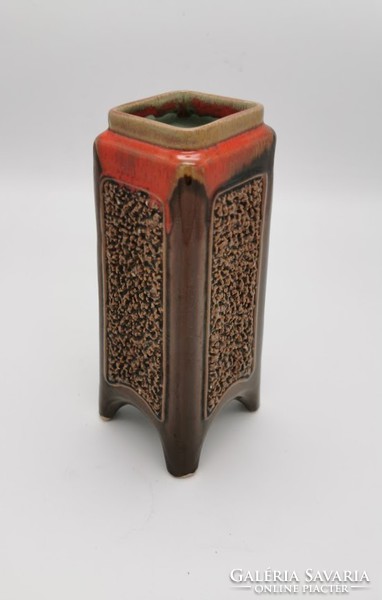 Retro vase má, Hungarian handicraft ceramics, marked, 23.5 cm