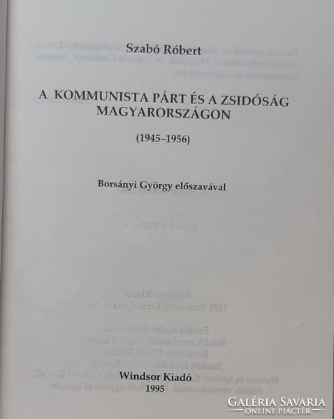 Róbert Szabó: Judaica of the Communist Party and Jewry 1945 - 1956