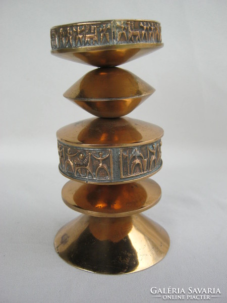 Retro ... Gyula Szabó marked handicraft copper candle holder