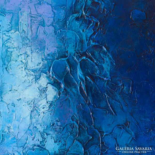 Bánki Szilvia absztrakt festménye "Kék kompozíció I." 80x60 cm