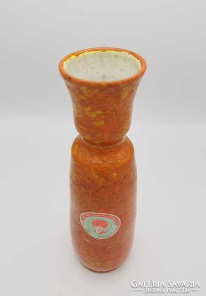 Polyaks, retro vase, Hungarian handicraft ceramics, 34 cm