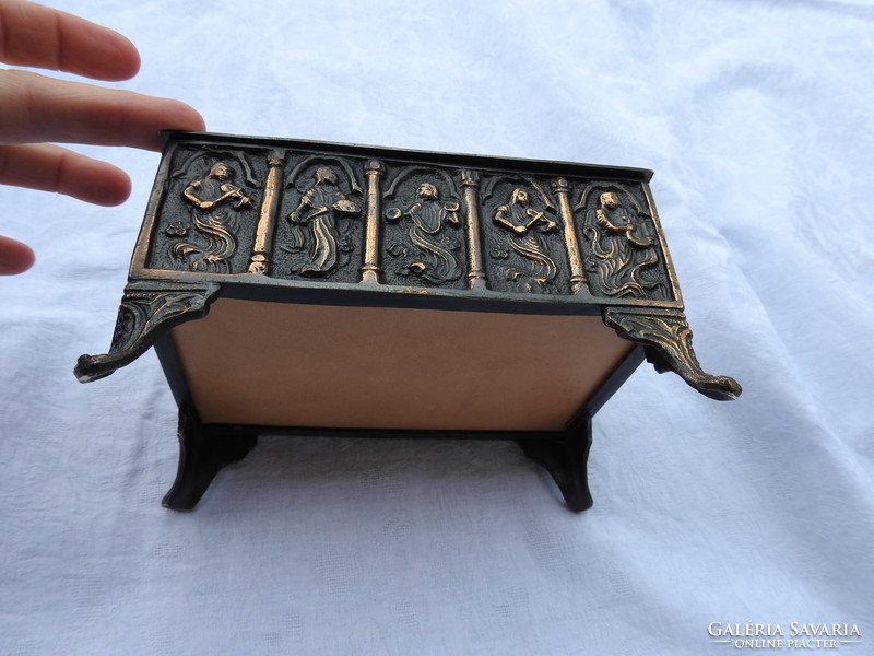 Gift box decorated with old embossed musical angels - putto box