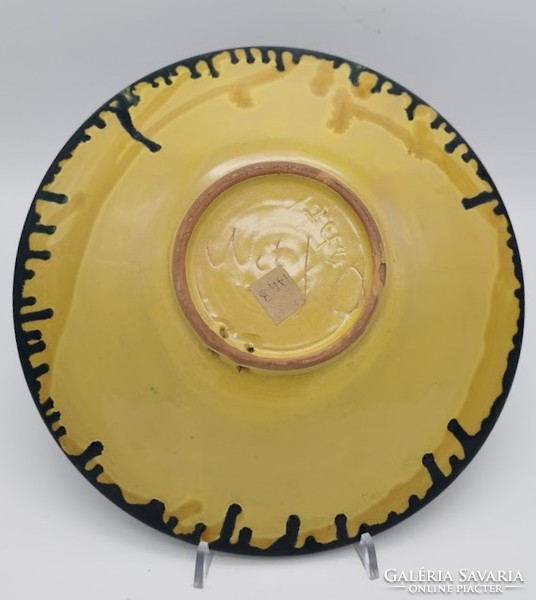 Retro iparművészeti tál, tányér, nagy méretű, 29 cm, jelzett Nagy