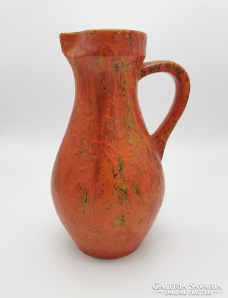 Retro vase, jug of Hungarian applied art ceramics, marked pond head, 26 cm