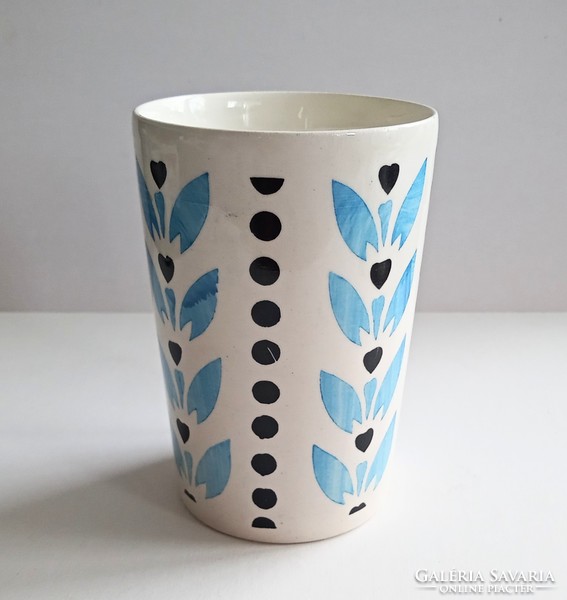 Blue patterned granite mug
