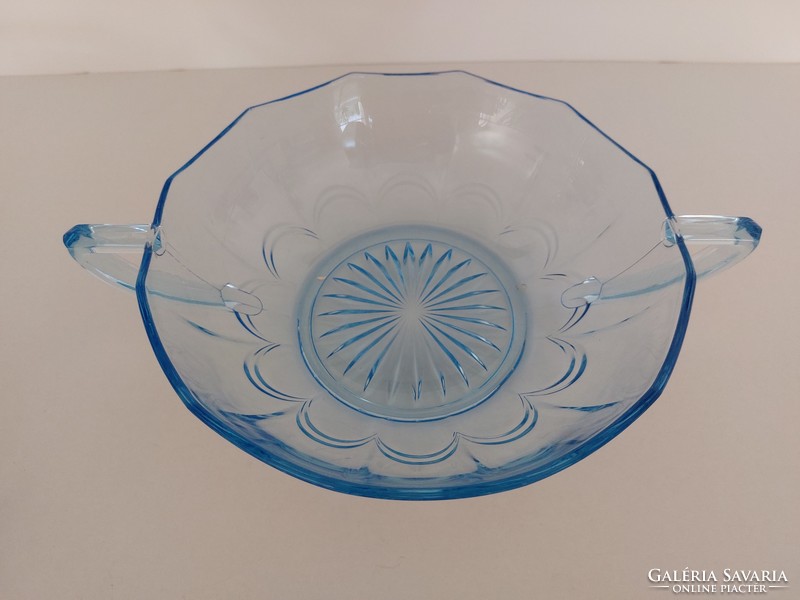 Old blue glass compote bowl offering 4 pcs