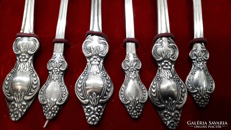 Antik ezüstözött orosz 24 részes evőeszköz készlet