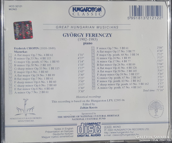 György Ferenczy plays piano works on CD - rare!