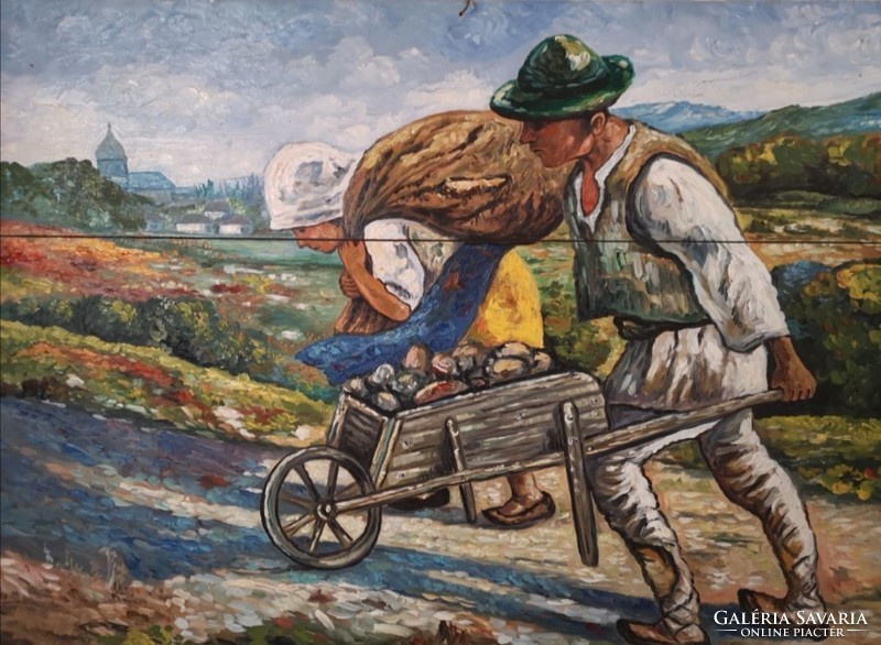 Parasztok festmény szlovák vagy cseh festőművész
