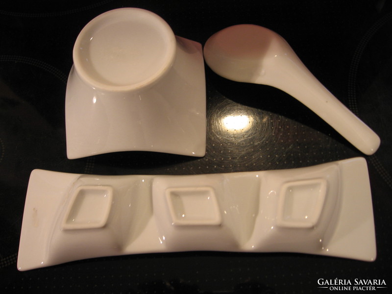 Fehér mártogatós tálaló porcelán összeállítás