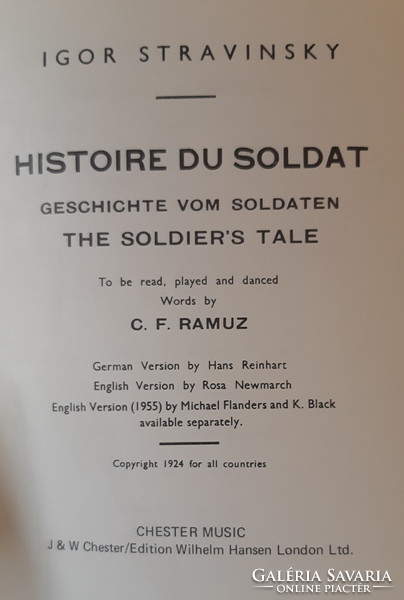 Igor stravinsky: histoire du soldat / history of the soldier / pocket score