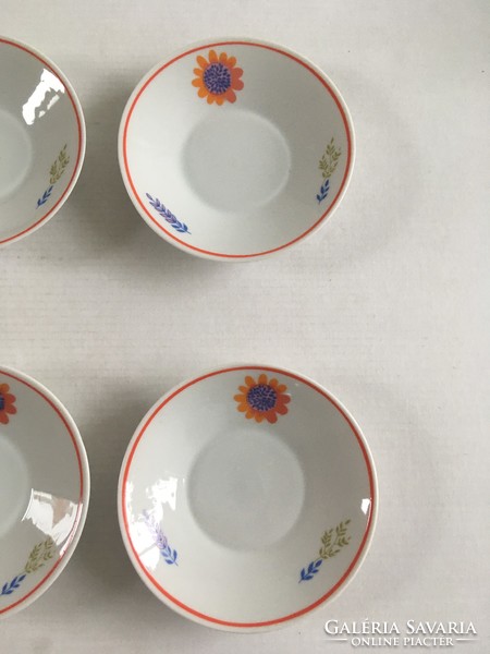 Régi, retro Hollóházi porcelán, színes virágos, virágmintás 6db kávéscsésze, kávés, mokkás készlet