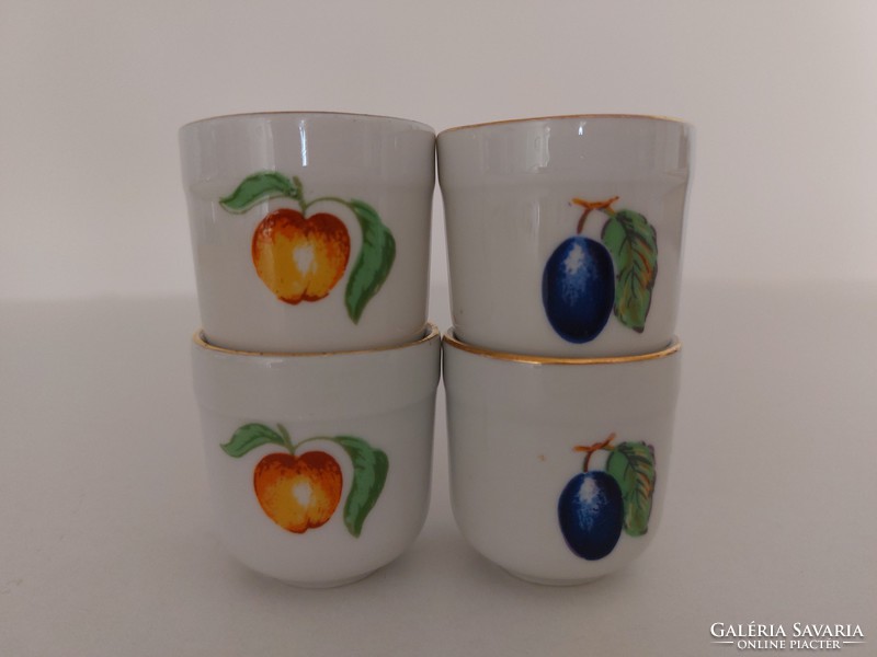 Retro lowland porcelain brandy glass plum peach pattern 4 pcs