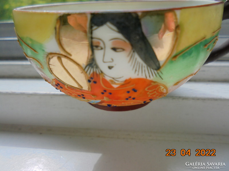 Kézzel festett, dombor zománc Satsuma tojáshéj porcelán mokkás csésze Kannon mintával