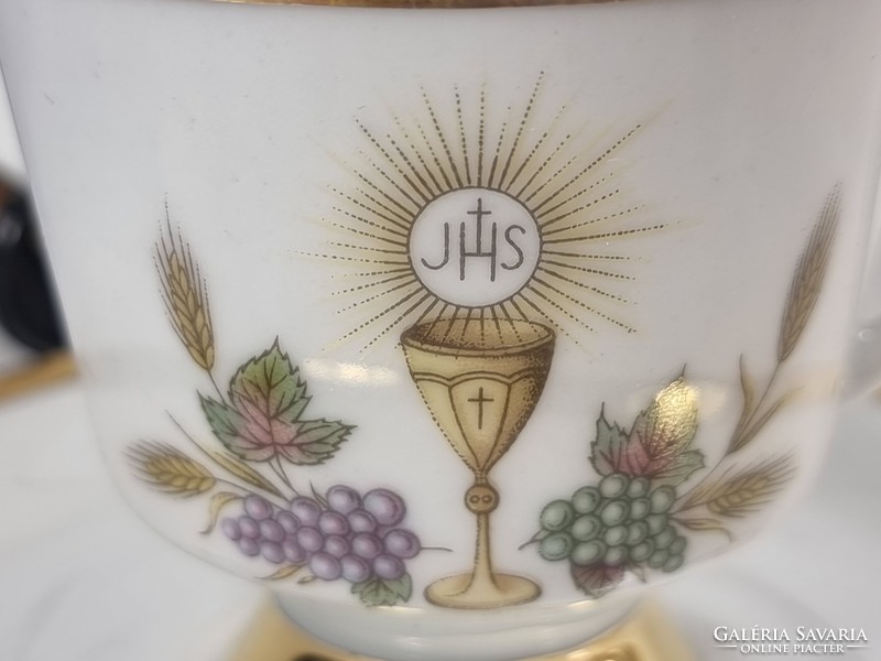 Johann Seltmann Vohenstrauss IHS Egyházi arany festett peremes reggeliző szett 1960-70-es évek