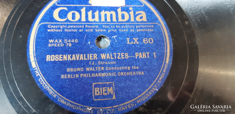 BRUNO WALTER DIRIGÁL  GRAMOFON LEMEZ SELLAK 78 - AS RPM - COLUMBIA