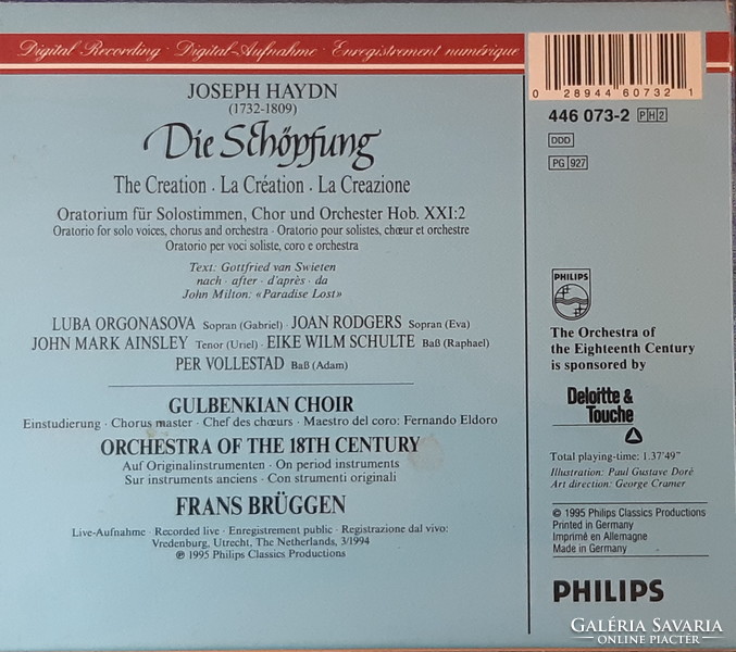 HAYDN : A TEREMTÉS   FRANS BRÜGGEN  ORCHESTRA OF THE 18 TH CENTURY   2 CD
