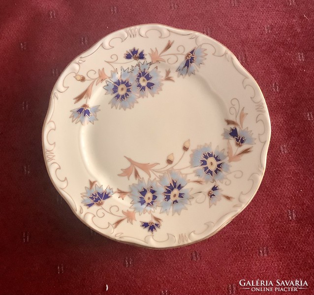 Zsolnay porcelán búzavirág mintás süteményes sütis tányérok, hibátlanok