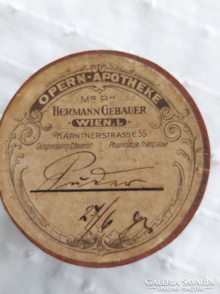 Gyógyszeres, patika doboz, osztrák, 1910-es évek