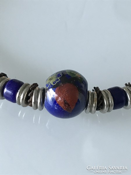 Necklace with hand-painted ceramic beads, 37.5 cm