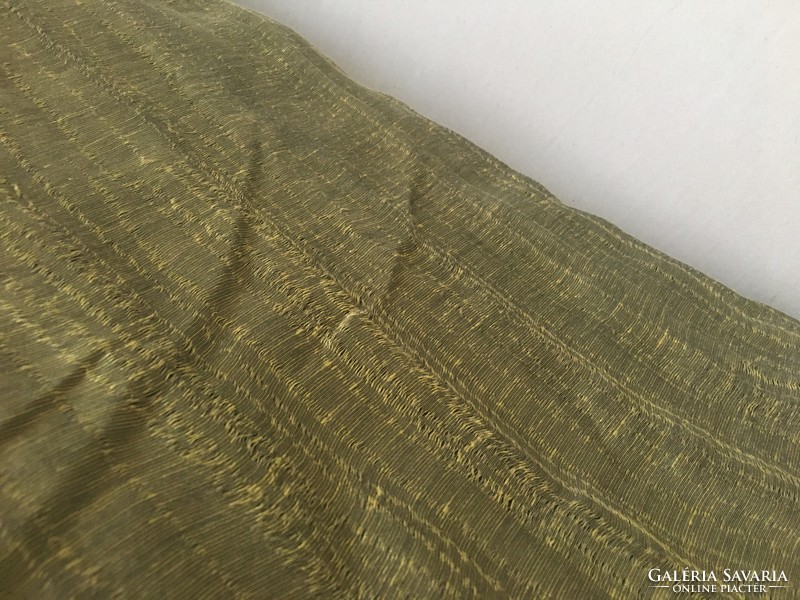 Moss green, thin, 2-sided decor material with golden yellow weave