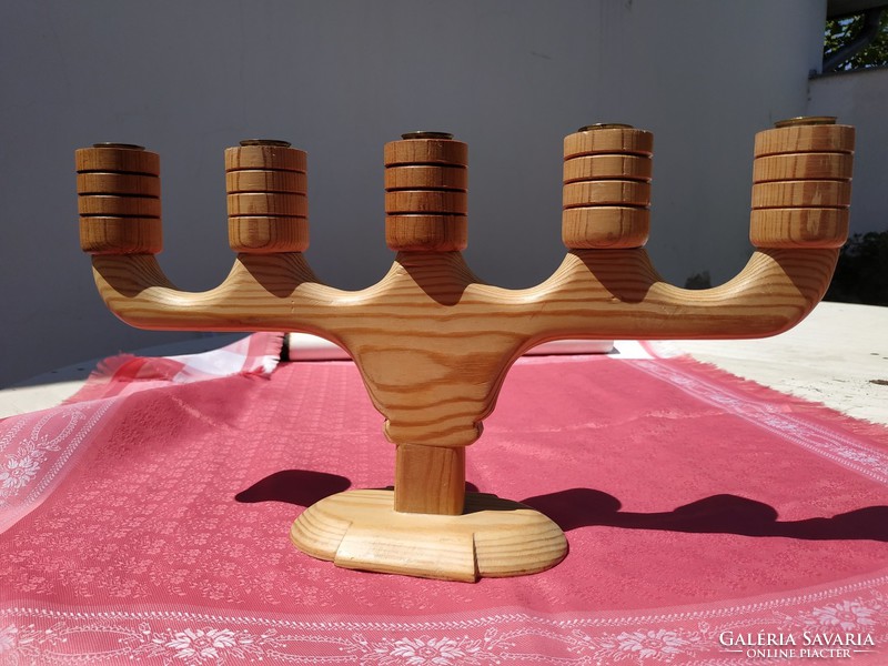 Wooden candlestick with 5 branches