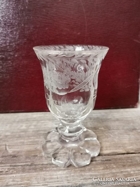 Biedermeier cure glass with snake